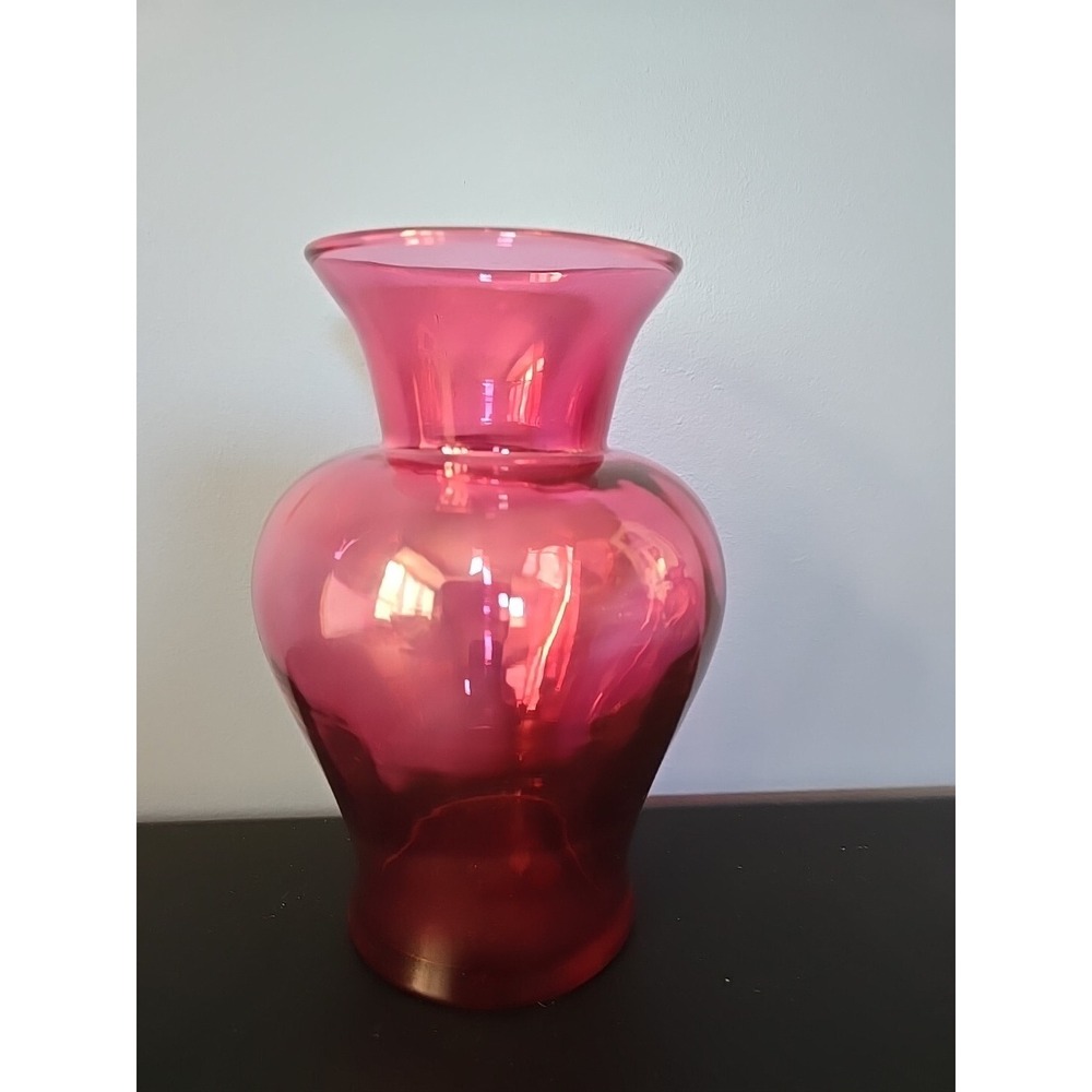 Vintage Pilgrim CRANBERRY  GLASS VASE 6.5" Bulb‎